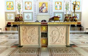 altare e mosaici parrocchia suffragio, sant'agostino